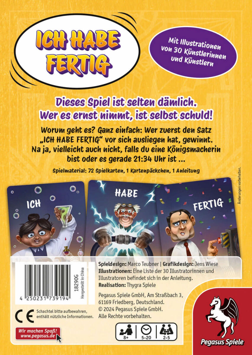 Ich habe fertig Pegasus Spiele Cover vorne