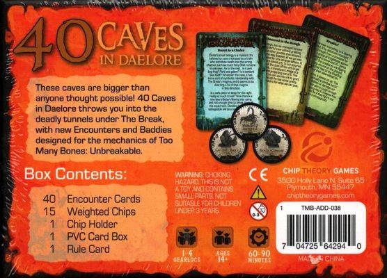 Too many Bones 40 Caves in Daelore Chip Theory Games Cover hinten