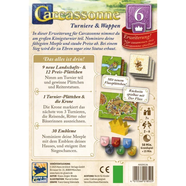 carcassonne turniere und wappen erweiterung spielschachtel hinten