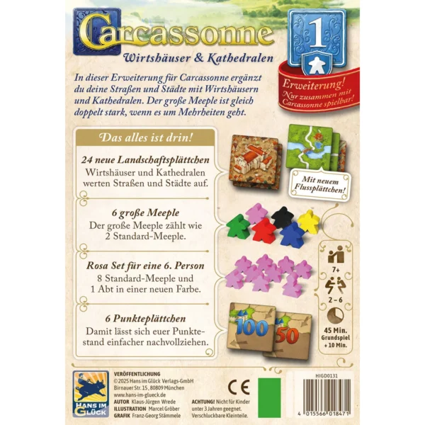 carcassonne wirtshäuser und kathedralen erweiterung spielschachtel hinten