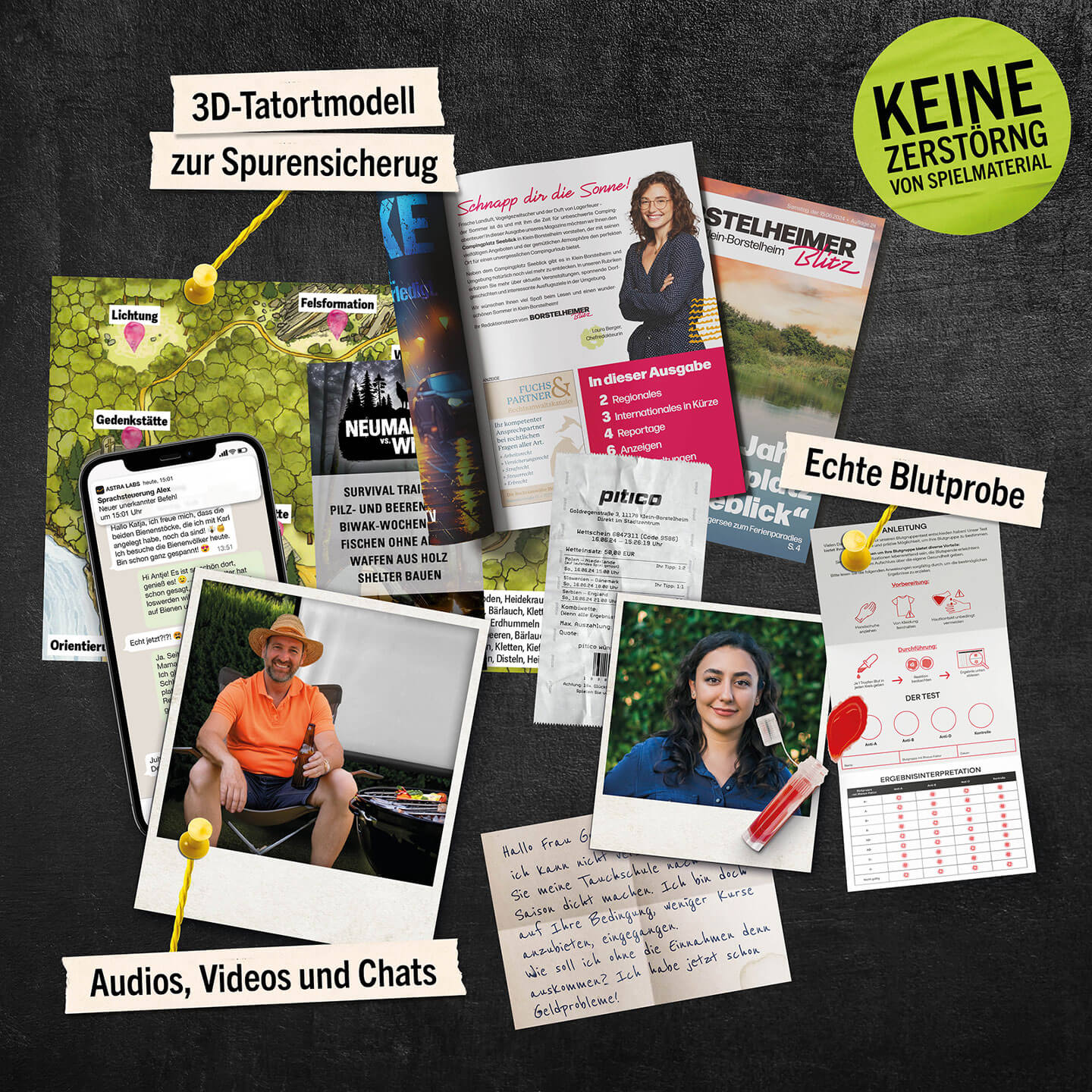 Hidden Games Campingkiller Spielmaterial