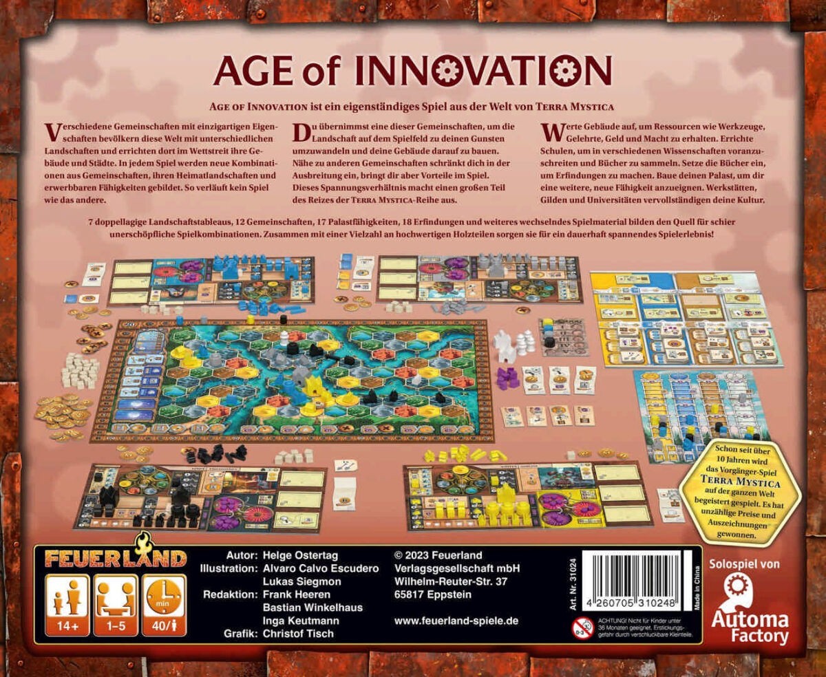 Age of Innovation Feuerland Spiele Cover hinten