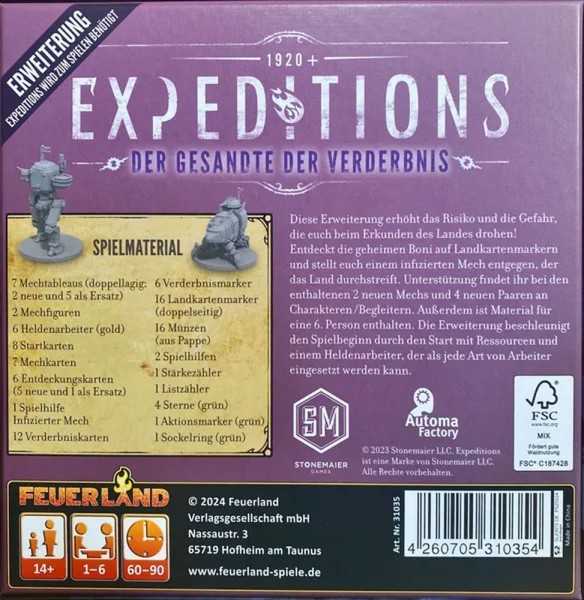 Expeditions Der Gesandte der Verderbnis Feuerland Spiele Cover hinten