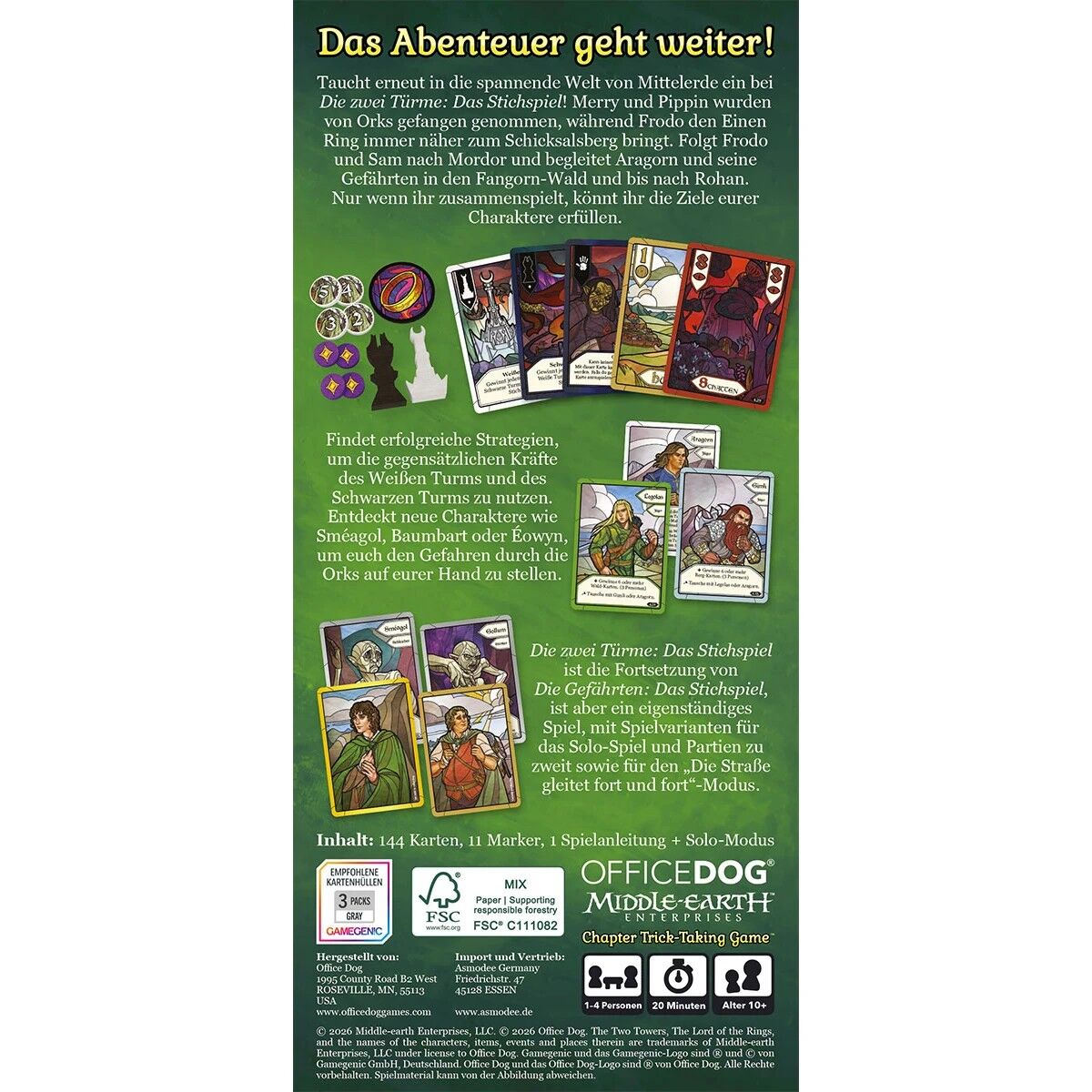 Der Herr der Ringe: Die zwei Türme - Das Stichspiel Asmodee GmbH Cover hinten