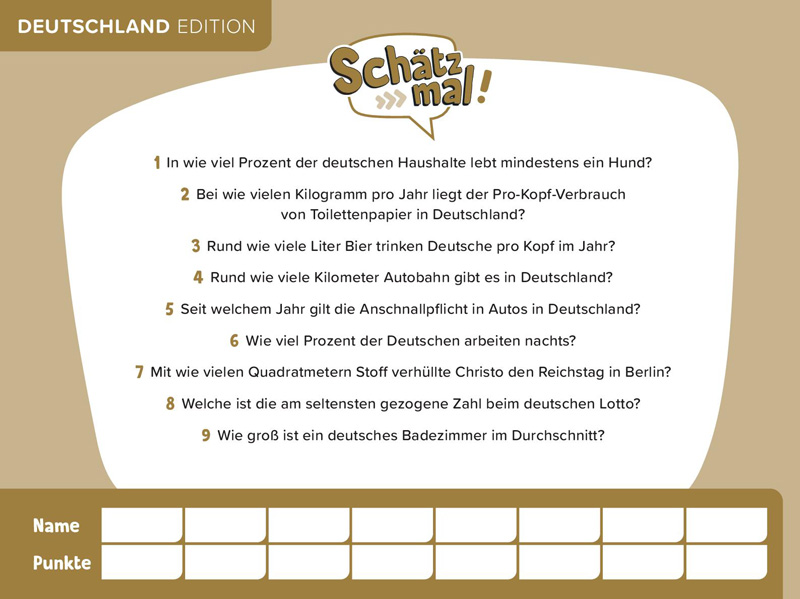 Schätz mal - Deutschland Edition Schätz mal Verlag Spielmaterial