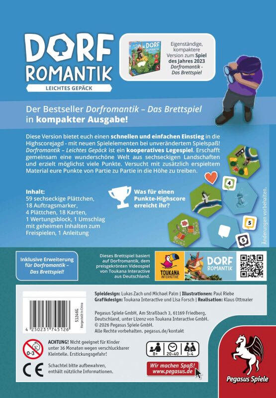 Dorfromantik - Leichtes Gepäck Pegasus Spiele GmbH Cover hinten