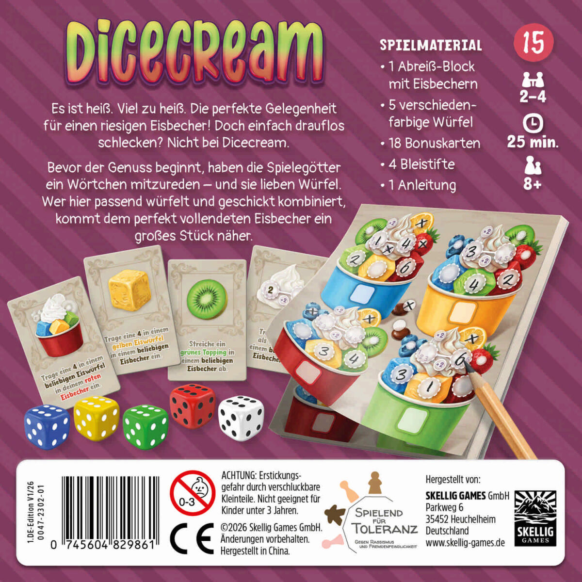 Dicecream Skellig Games Cover hinten