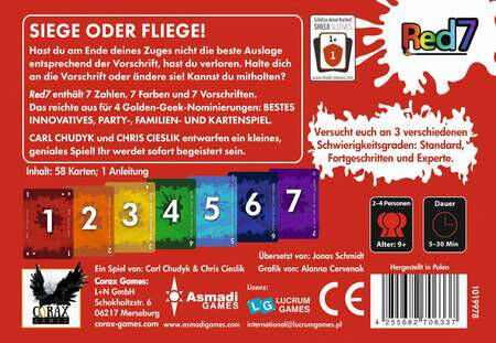 Red 7 - Siege oder fliege Corax Games Cover hinten